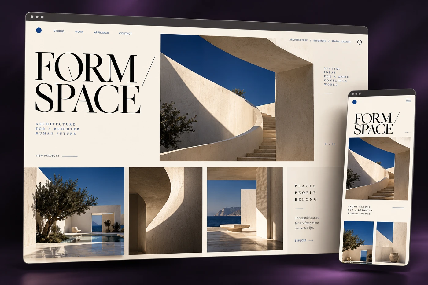 Concept creativo di un sito web, nelle versioni desktop e mobile